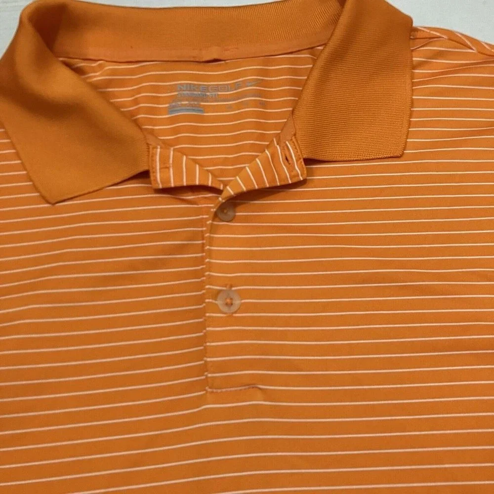 Nike Mens Golf Polo Shirts Dri‎ Fit Size XXL 2XL Orange Stripes